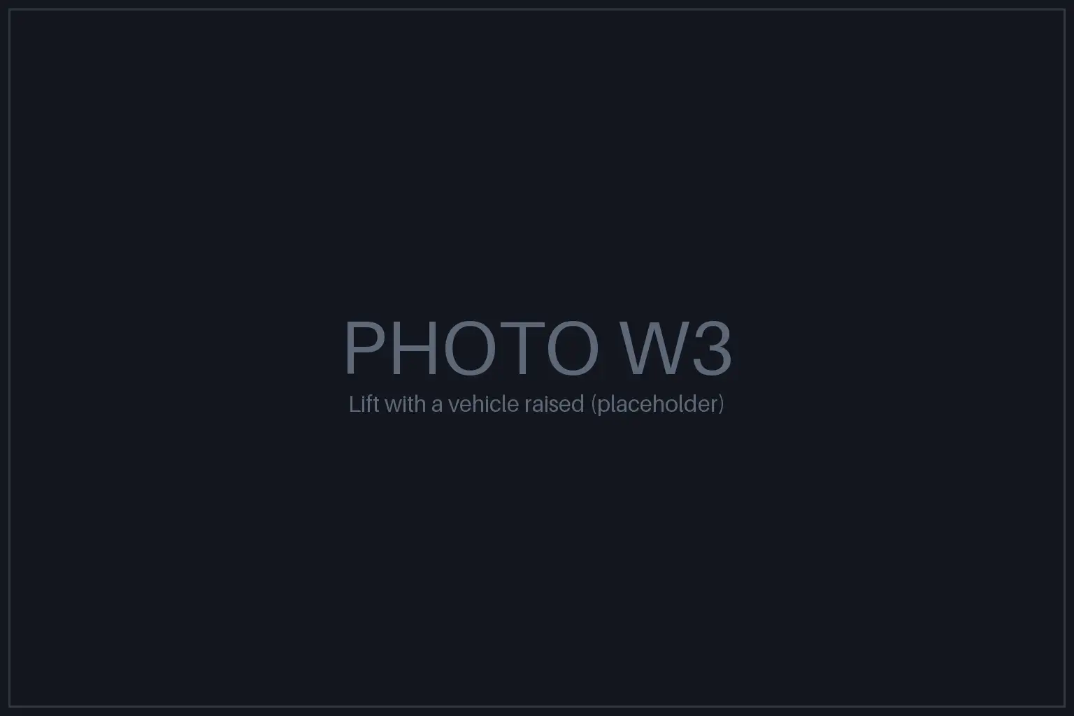 Vehicle raised on the lift in Tony’s workshop